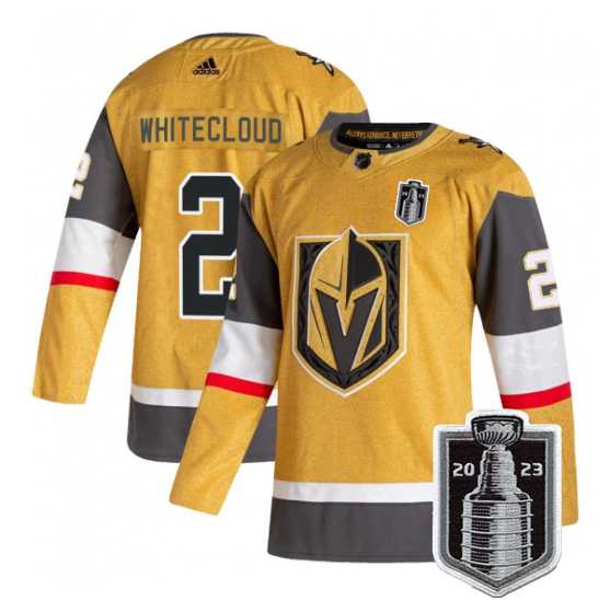 Men%27s Vegas Golden Knights #2 Zach Whitecloud Gold 2023 Stanley Cup Final Stitched Jersey Dzhi->vancouver canucks->NHL Jersey